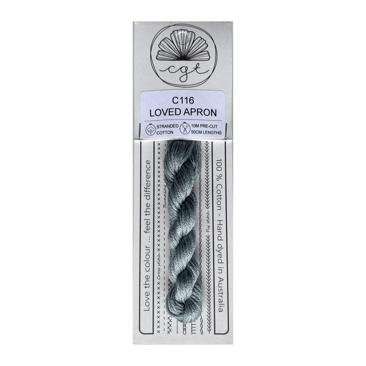 C116 Loved Apron skein of light blue stranded cotton embroidery thread
