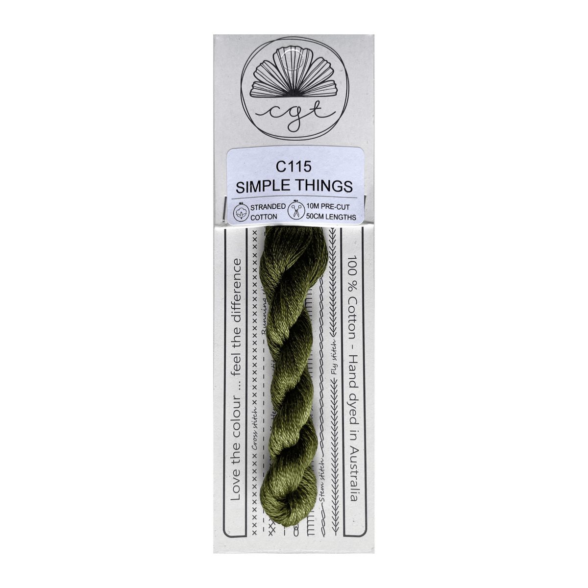 C115 Simple Things skein of green stranded cotton embroidery thread