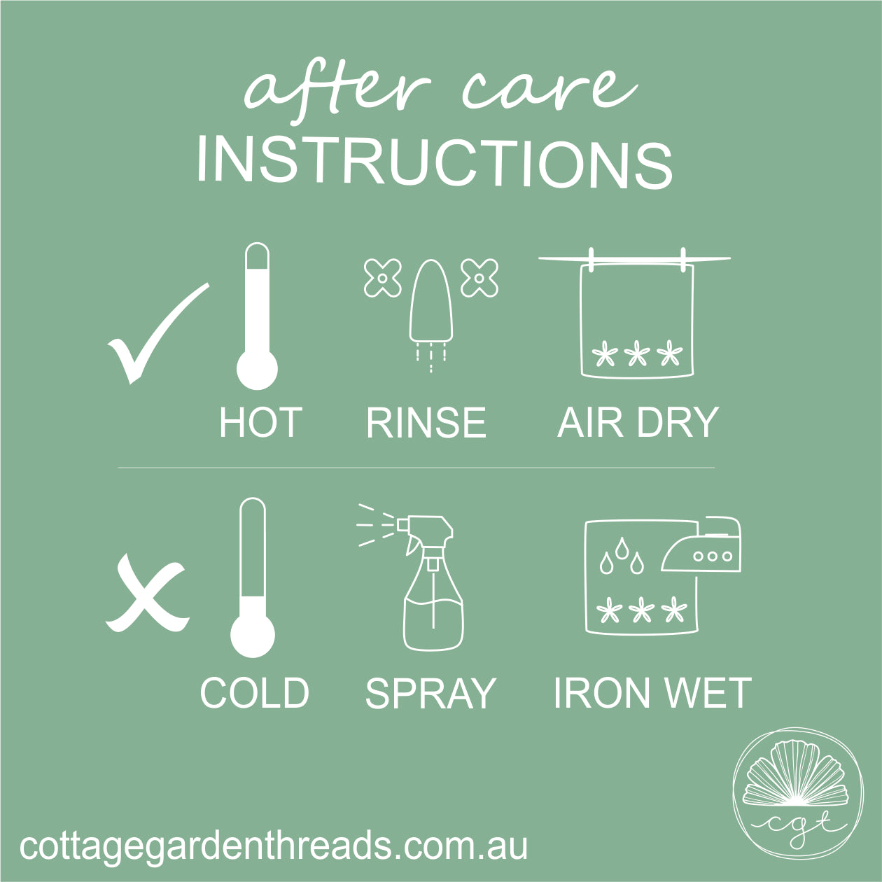 After Care Instructions for Cottage Garden Threads