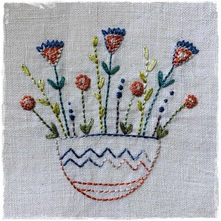 POT OF FLOWERS HAND EMBROIDERY PATTERN - DIGITAL DOWNLOAD