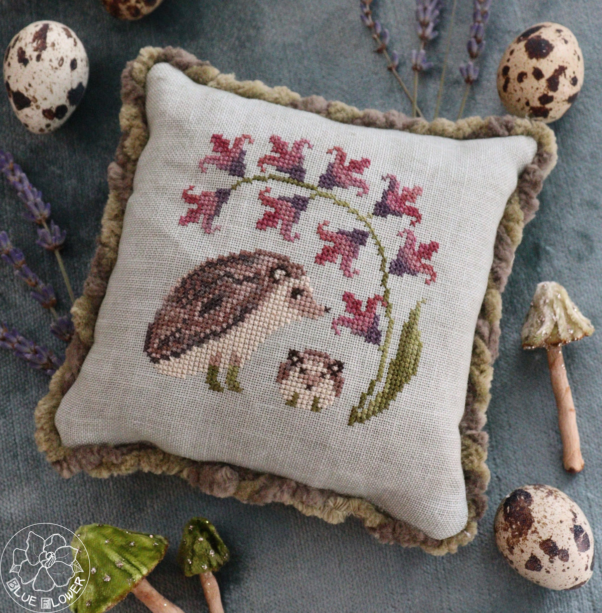 Hedgehog and Hyacinth by Blue Flower Stitching using Cottage Garden Threads