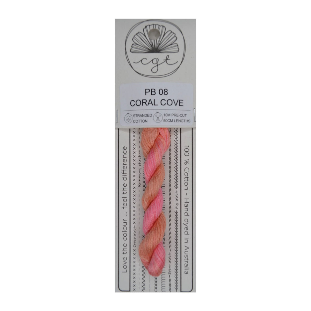 PB08 Coral Cove skein of pink stranded cotton embroidery thread 