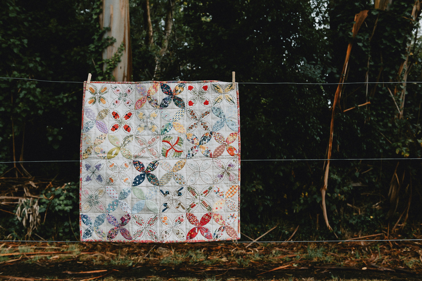 Photo of Veronique Diligents completed Quilt using Cottage Garden thread embroidery