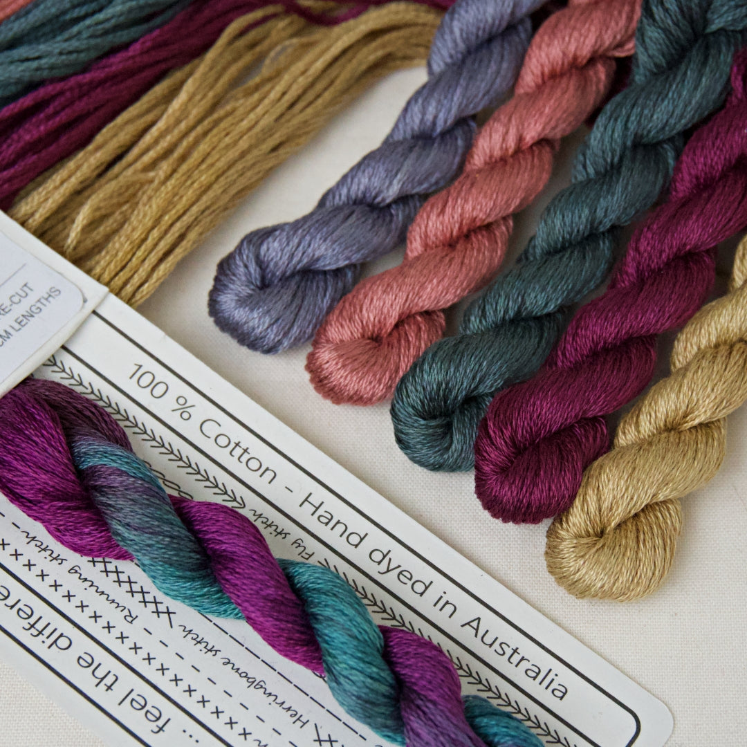 African Violet and the Moods embroidery thread pack from Cottage Garden Threads