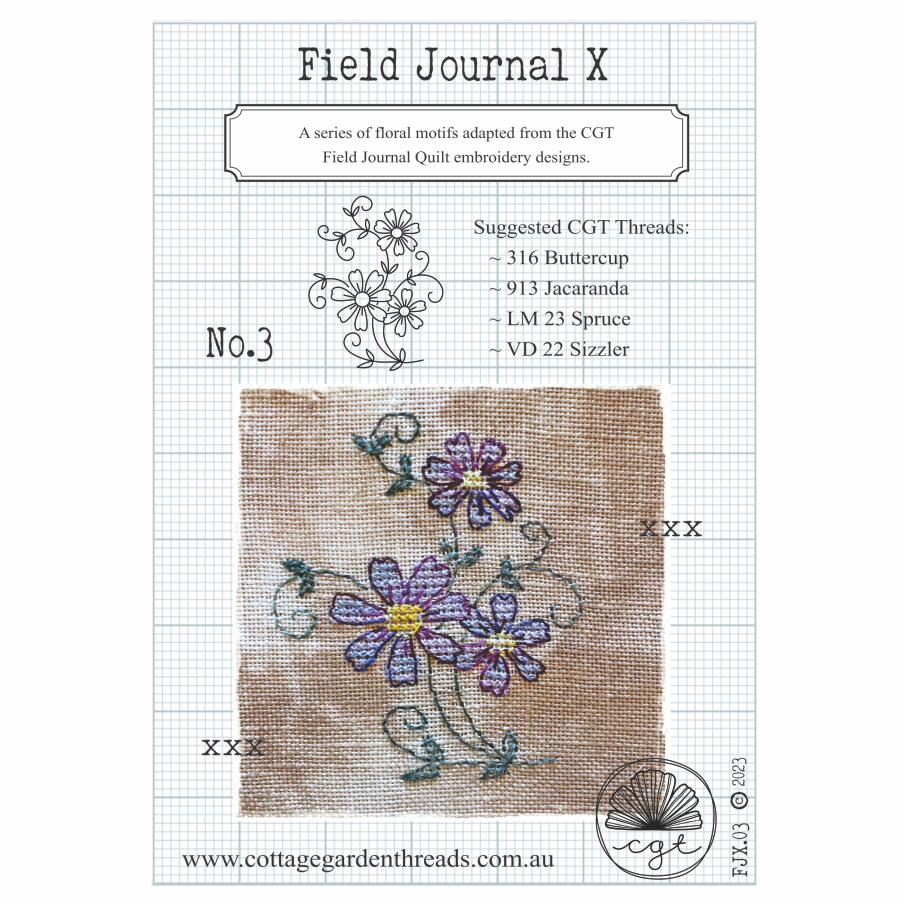 digital image showing a floral embroidery design chart titled &