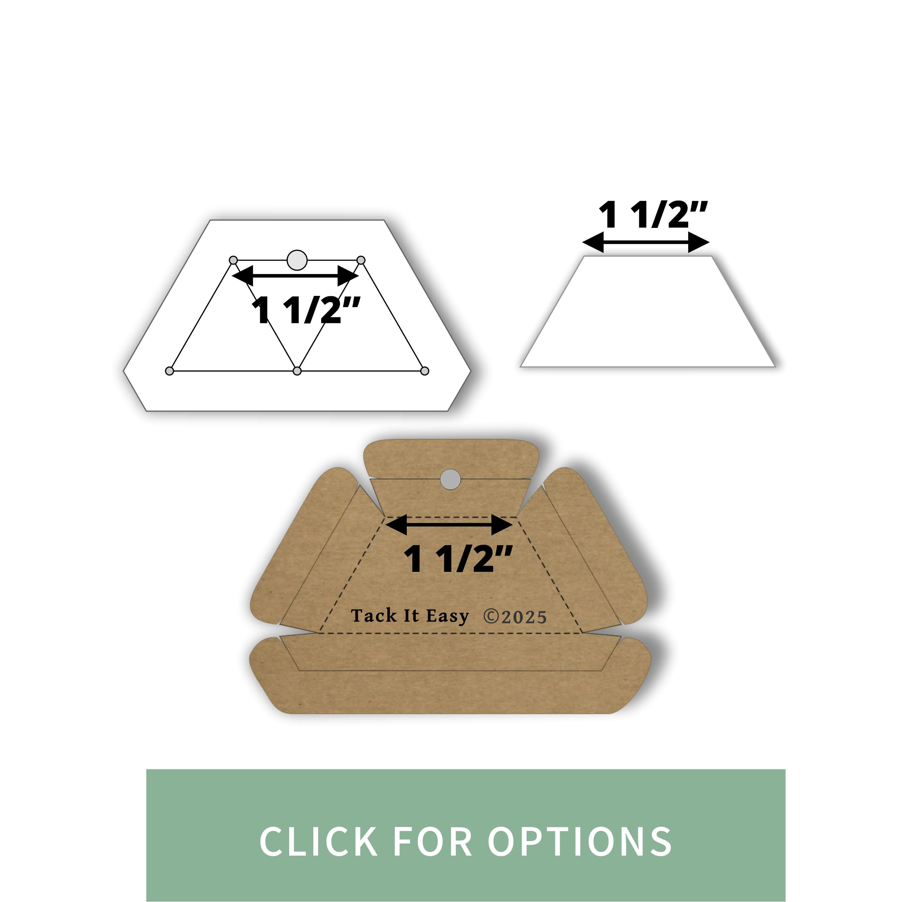 1 1/2" HALF HEXAGON