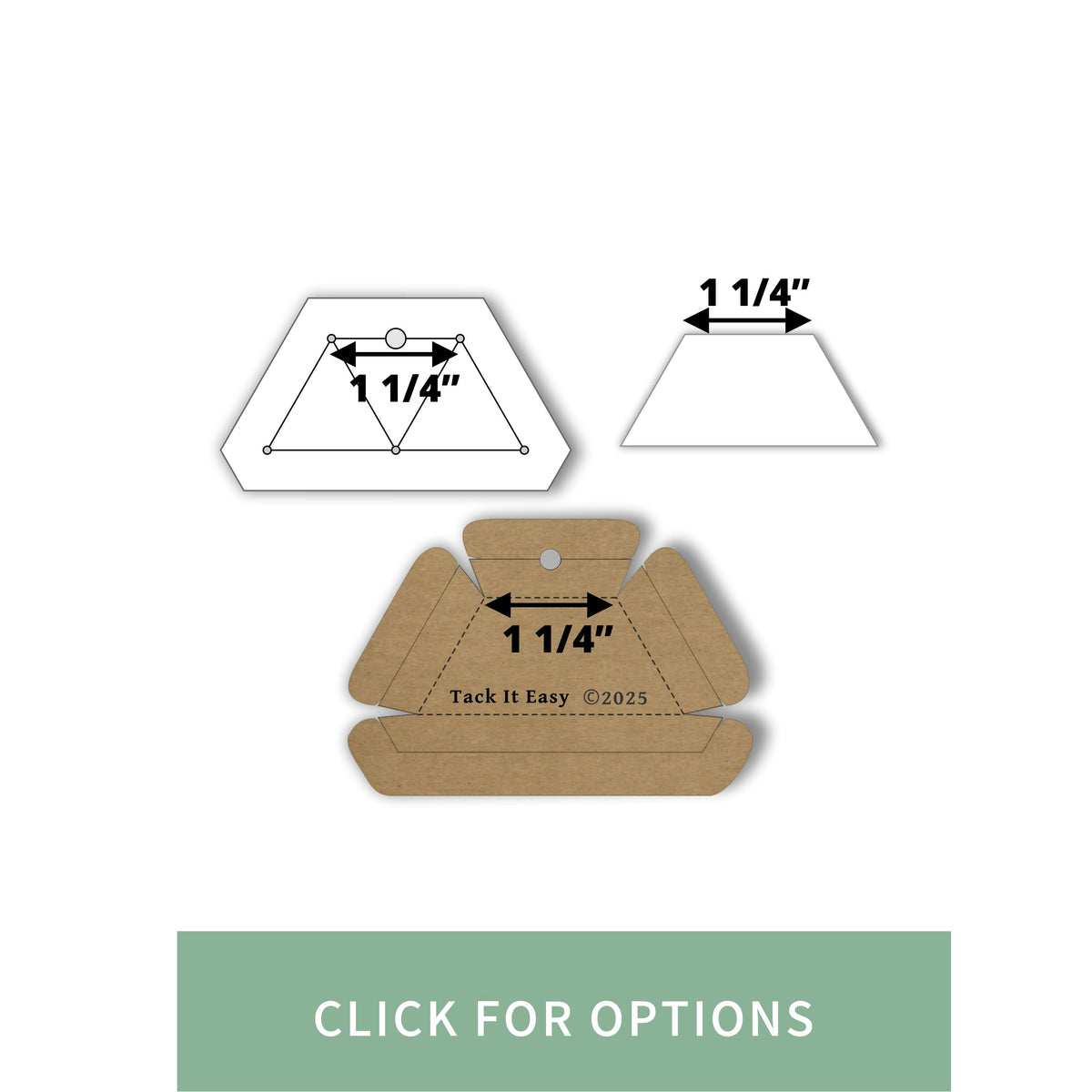 1 1/4" HALF HEXAGON
