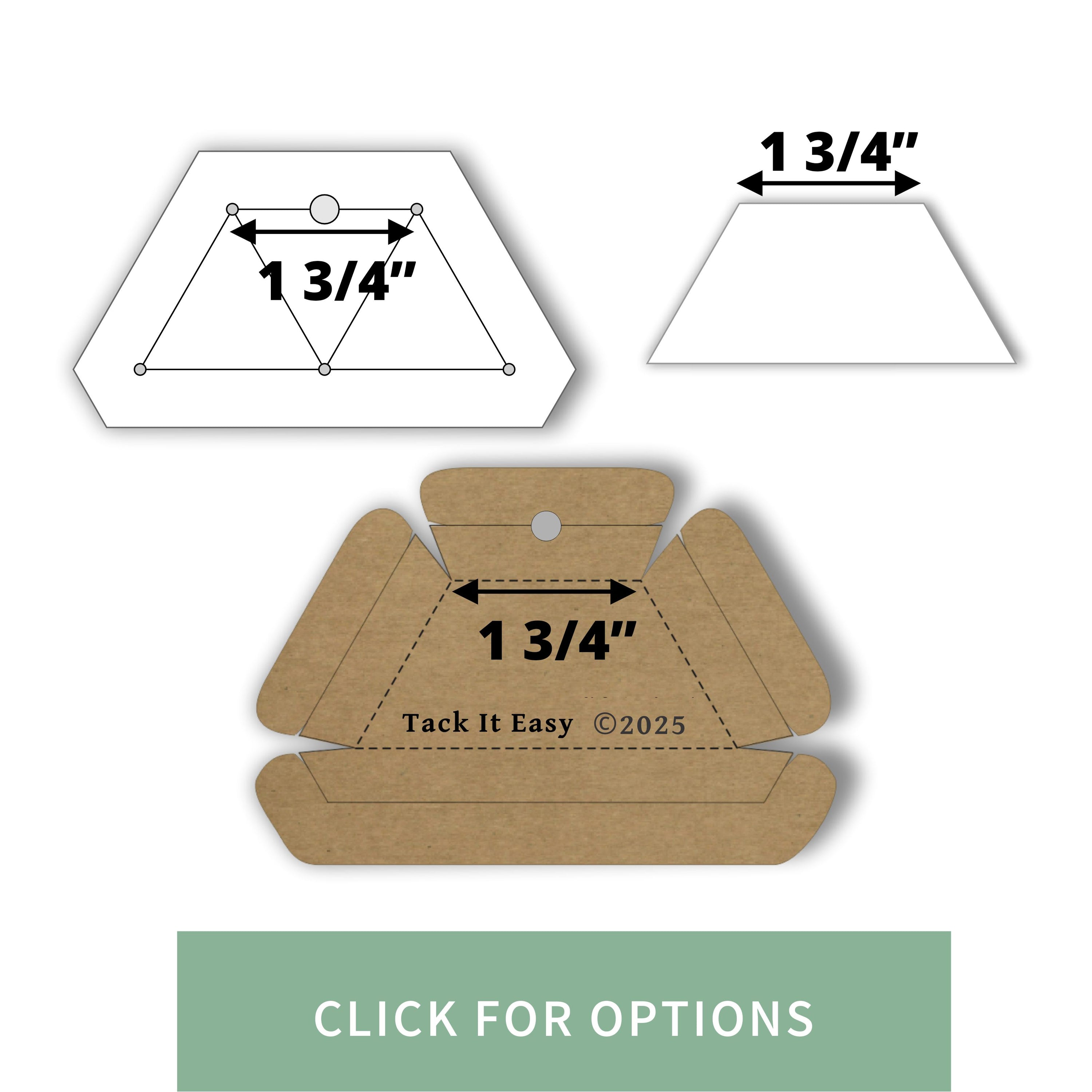 1 3/4" HALF HEXAGON