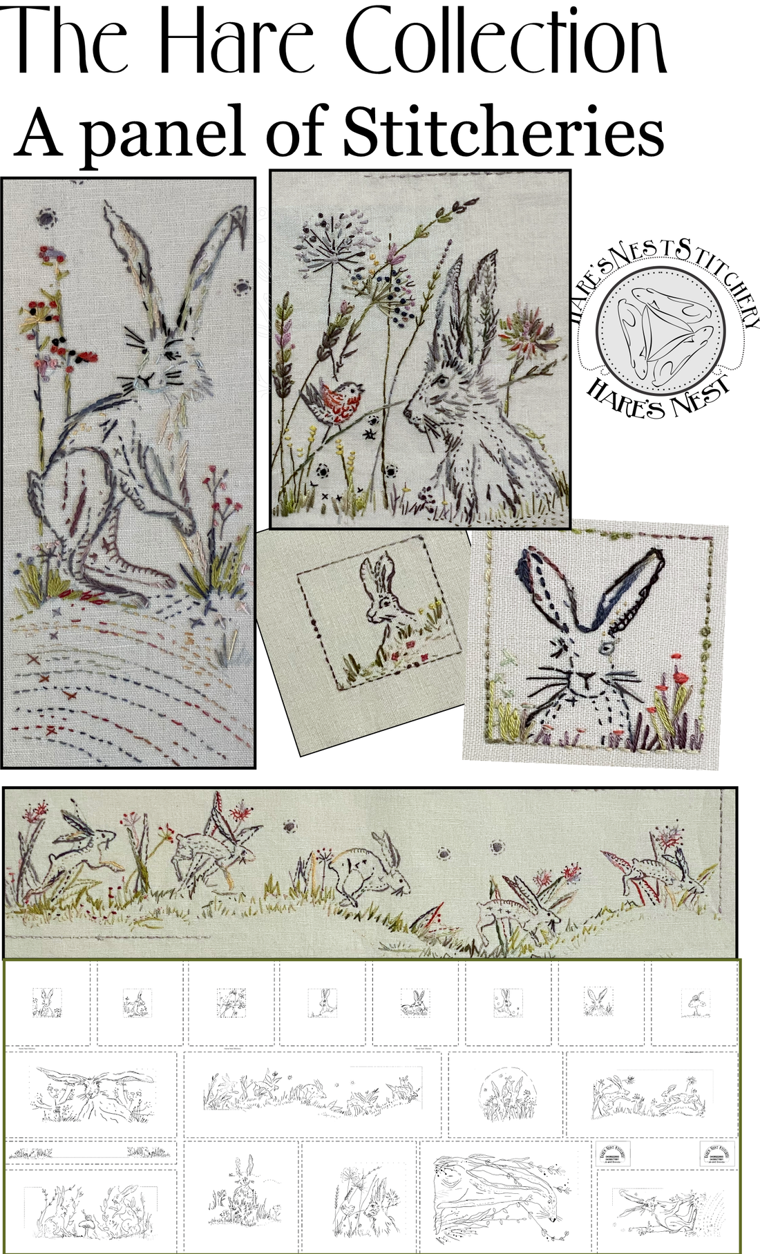 HARES NEST - PANEL OF STITCHERIES