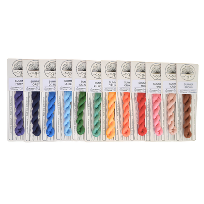 row of summer range rainbow embroidery threads