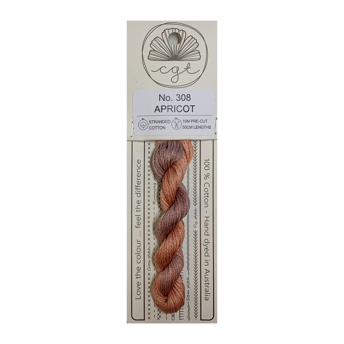 308 Apricot stranded cotton embroidery thread